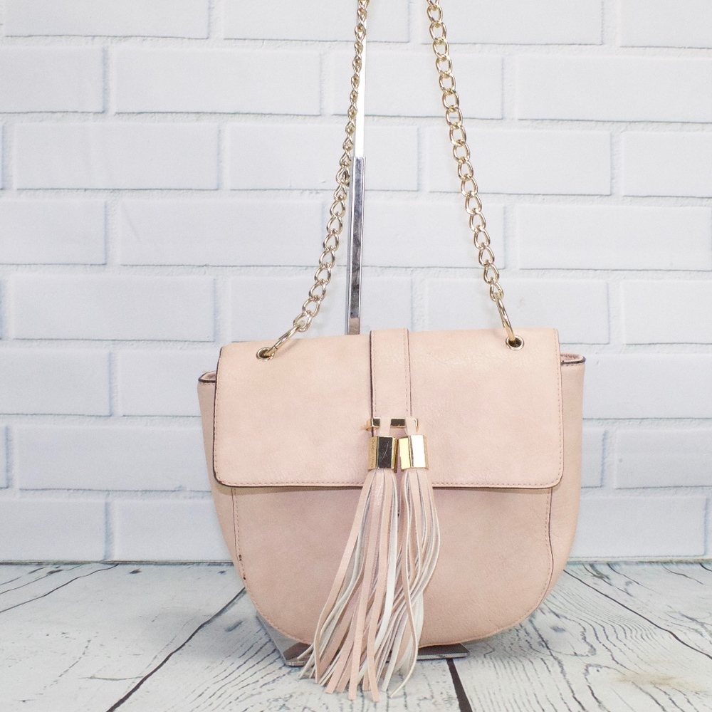 Dolce Vita Light Pink Leather Tassel Frill Handbag - Picture 1 of 8